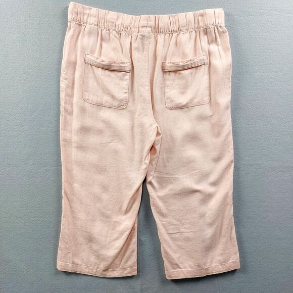 Denim & Co Naturals Pants Womens Sz LP Crop Linen Blend Wide Leg Petites Beach - Picture 4 of 12